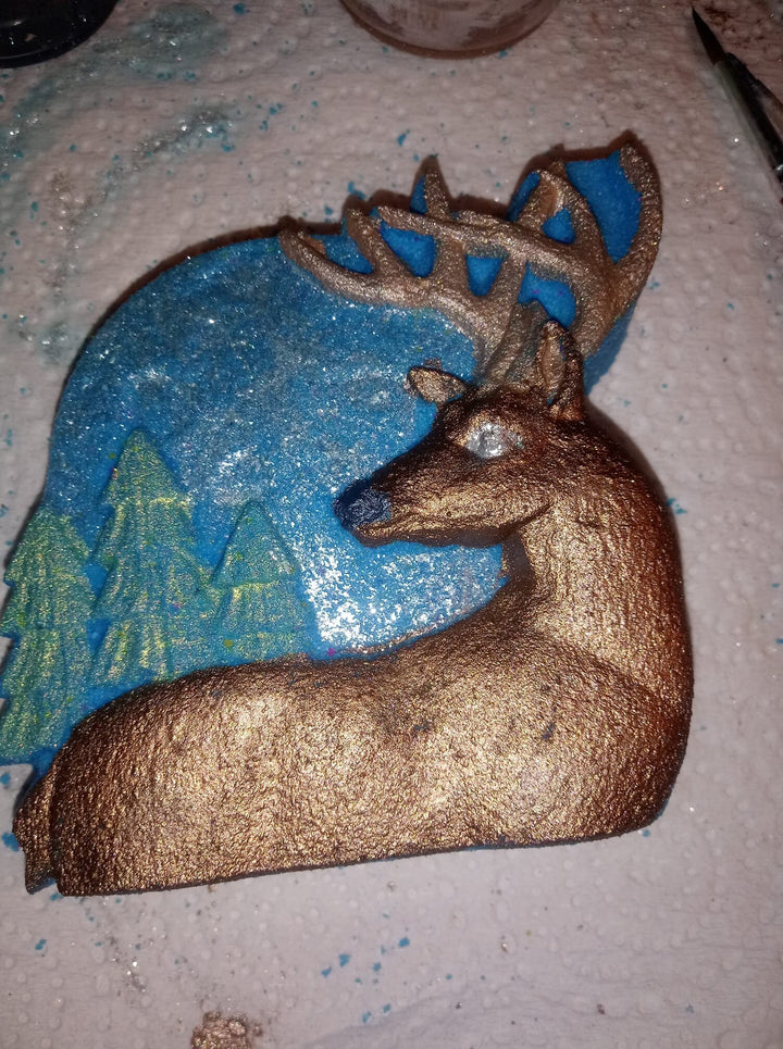 Deer with Moon and Trees Plastic Mold or Silicone mold, bath bomb mold, soap mold, deer mold, resin mold, buck mold, Stag mold, dear mold