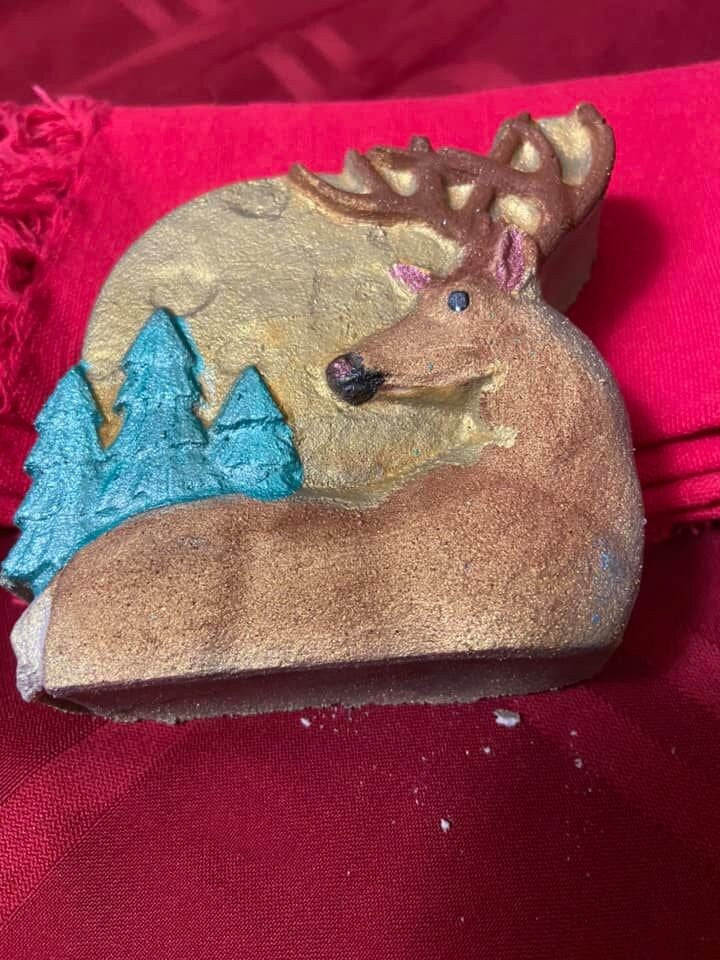 Deer with Moon and Trees Plastic Mold or Silicone mold, bath bomb mold, soap mold, deer mold, resin mold, buck mold, Stag mold, dear mold
