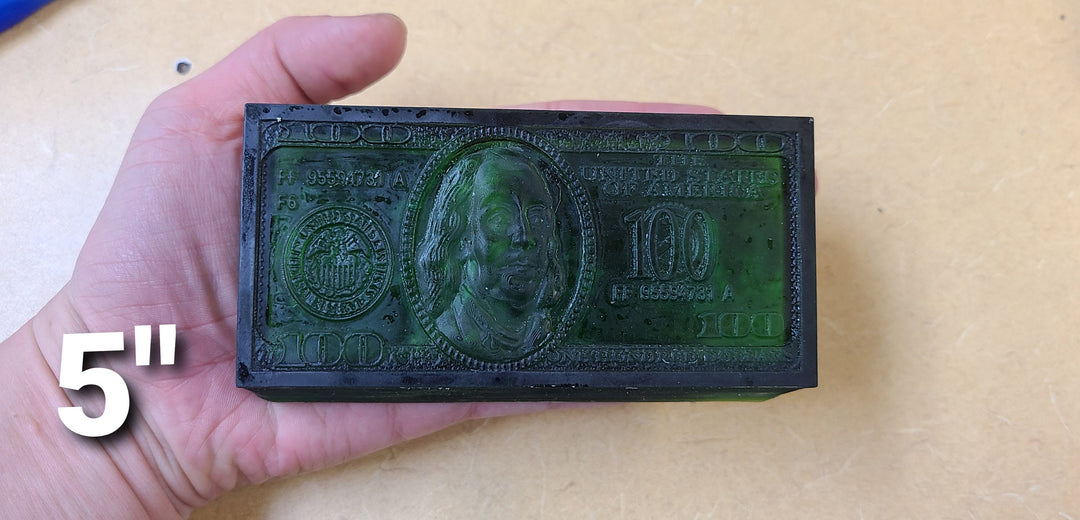 100 Dollar Bill Plastic Mold or Silicone mold, bath bomb mold, soap mold, resin mold, Chocolate mold, money mold, Dollar mold, Ben Franklin