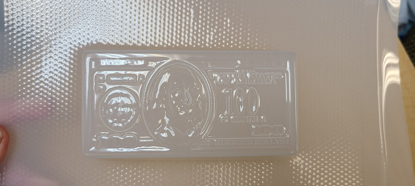 100 Dollar Bill Plastic Mold or Silicone mold, bath bomb mold, soap mold, resin mold, Chocolate mold, money mold, Dollar mold, Ben Franklin