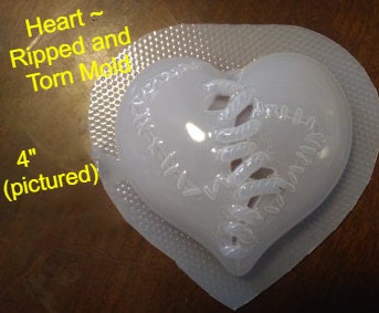 Heart Ripped and Torn Plastic Mold or Silicone mold, bath bomb mold, soap mold, heart mold, resin mold, love, chocolate mold, broken heart