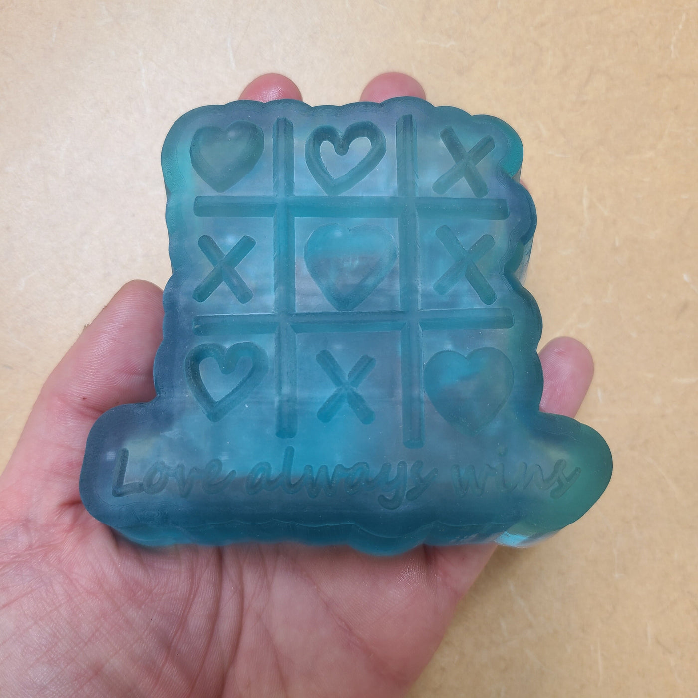 Tic-Tac-Toe Love Always Wins Plastic Mold or Silicone mold, bath bomb mold, soap mold, resin mold, sweet mold, cute mold, I love you mold