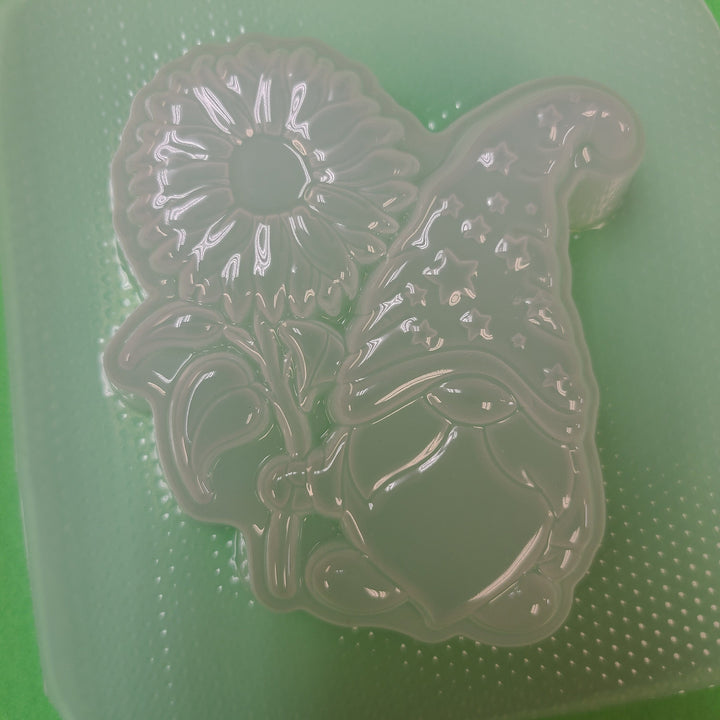 Mr. Gnome with Sunflower Plastic Mold or Silicone mold, bath bomb mold, soap mold, beard mold, resin mold, sunflower mold, Mr. Gnome mold