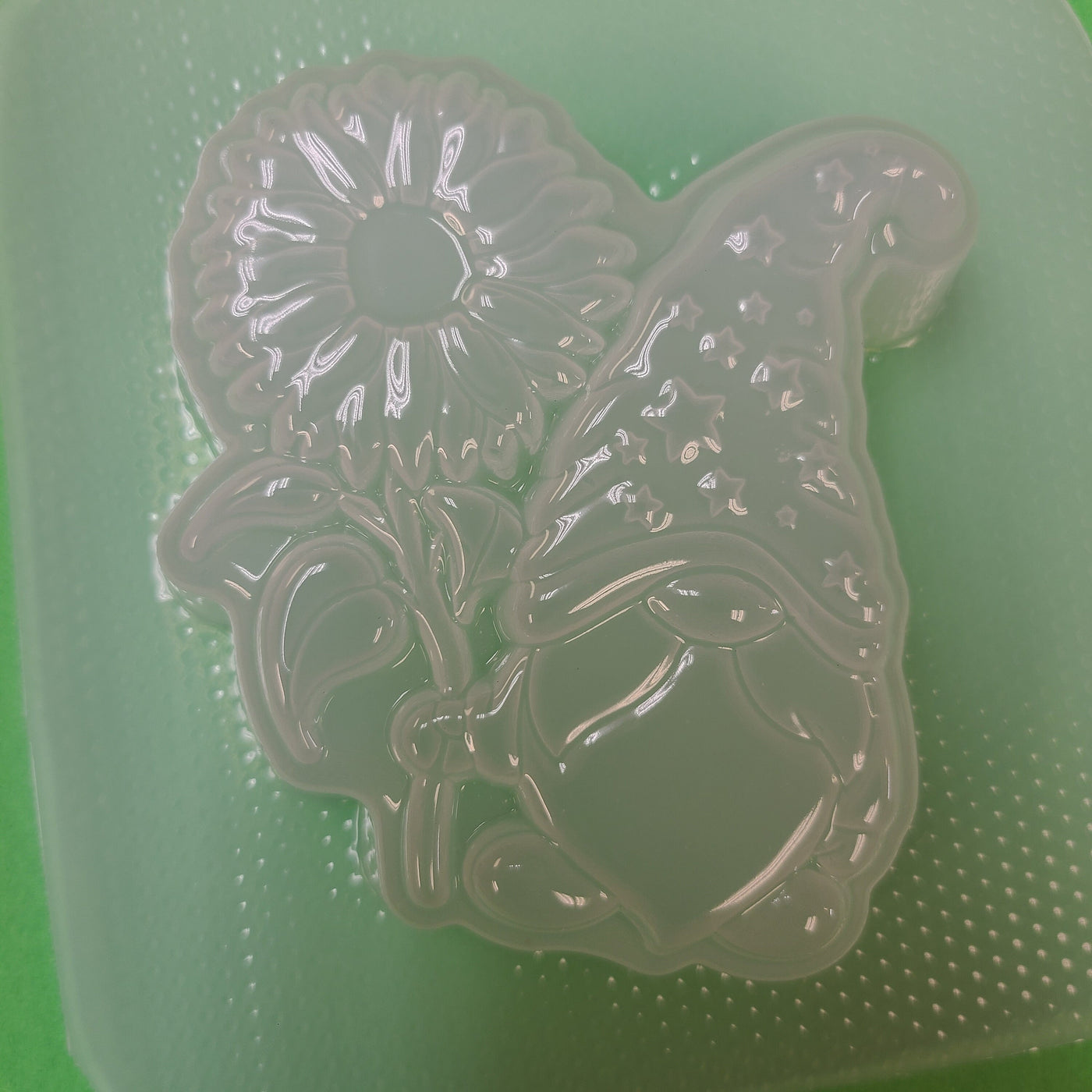 Mr. Gnome with Sunflower Plastic Mold or Silicone mold, bath bomb mold, soap mold, beard mold, resin mold, sunflower mold, Mr. Gnome mold