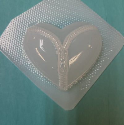 Zipper Heart Plastic Mold or Silicone mold, bath bomb mold, soap mold, heart mold, resin mold, zipper mold, love mold, cute, chocolate mold