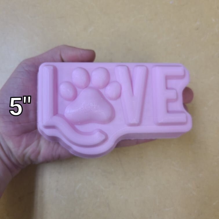 Love Pawprint Plastic Mold or Silicone mold, bath bomb mold, soap mold, love mold, resin mold, puppy mold, paw mold, cat mold, dog mold, pet