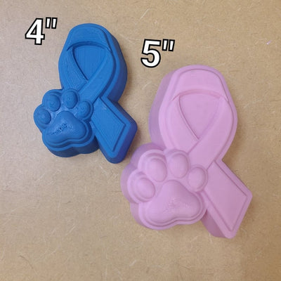 Dog Paw Awareness Ribbon Plastic Mold or Silicone Mold, awareness mold, soap mold, ribbon mold, resin mold, dog paw mold, chocolate mold