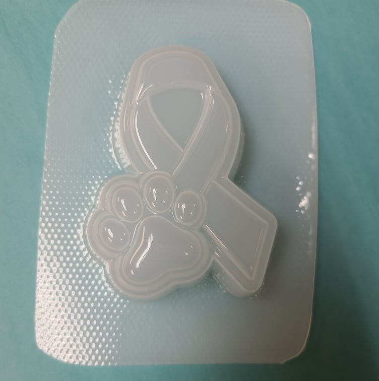 Dog Paw Awareness Ribbon Plastic Mold or Silicone Mold, awareness mold, soap mold, ribbon mold, resin mold, dog paw mold, chocolate mold