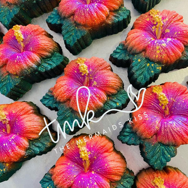 Hibiscus With Leaves Plastic Mold or Silicone mold, bath bomb mold, soap mold, flower mold, resin mold, hibiscus mold, floral mold, tropical