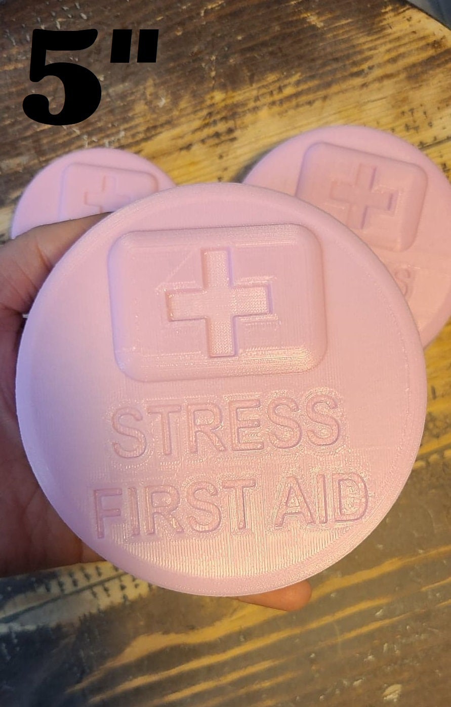 Stress First Aid Round Plastic Mold or Silicone Mold, bath bomb mold, soap mold, Stress Mold, First Aid Mold, Round mold, Stress mould