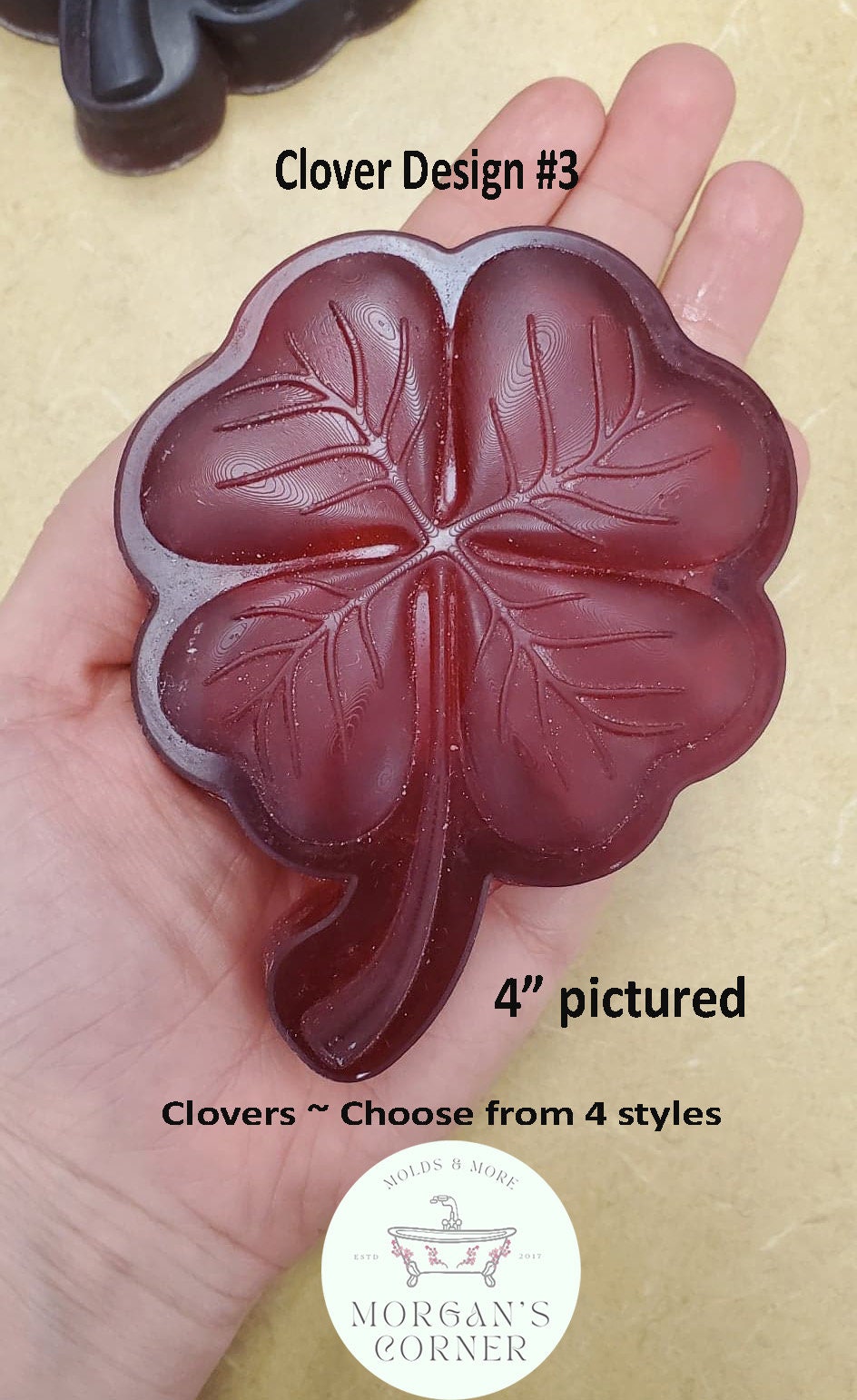 Four Leaf Clover Plastic Mold or Silicone mold, bath bomb mold, soap mold, clover mold, resin mold, 4 leaf clover mold, leaf mold, plant