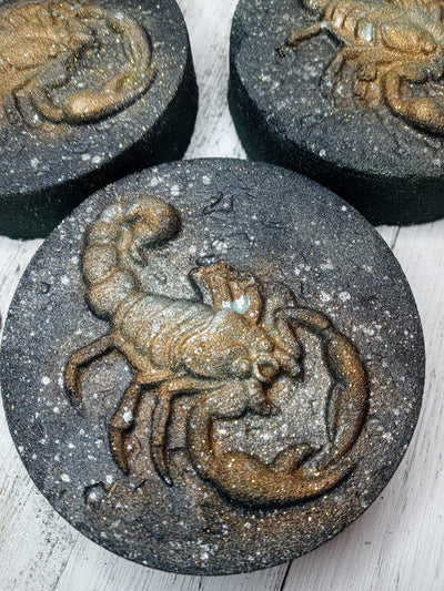 Scorpion on a Round Plastic Mold or Silicone mold, bath bomb mold, soap mold, scorpion mold, resin mold, Scorpio mold, insect mold, bug mold