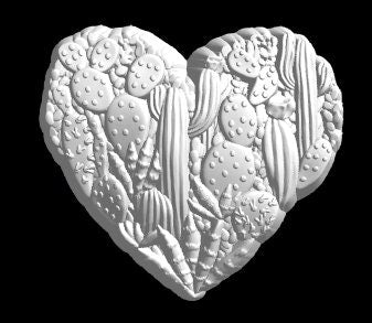 Cactus Heart Plastic Mold or Silicone mold, bath bomb mold, soap mold, cactus mold, resin mold, botany mold, plant mold, chocolate mold