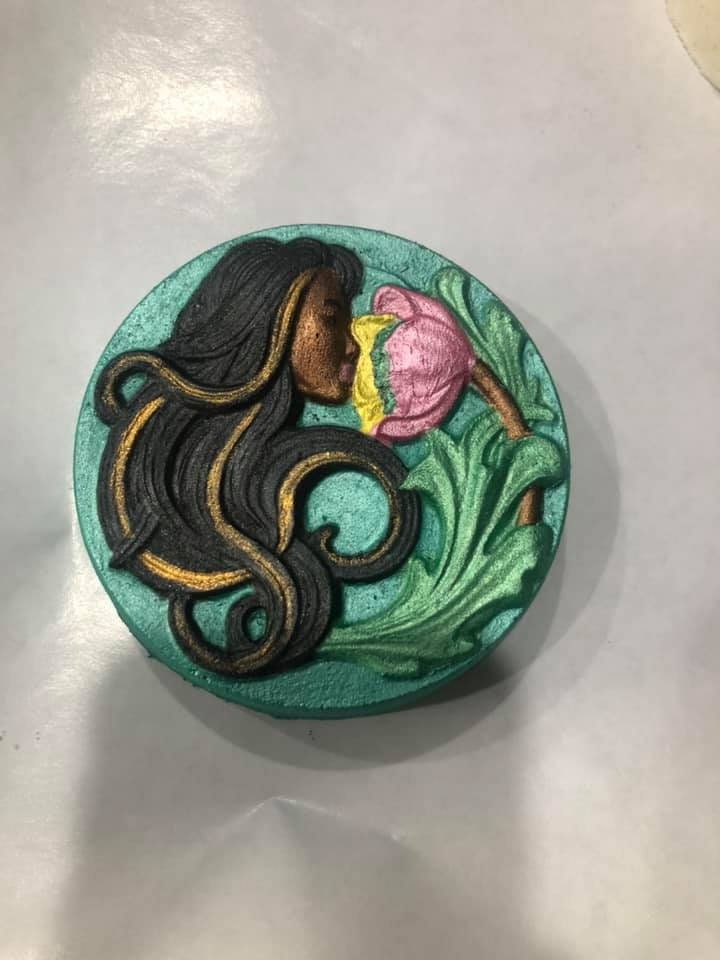 Lady Smelling A Flower Plastic Mold or Silicone mold, bath bomb mold, soap mold, woman mold, resin mold, flower mold, chocolate mold, lady