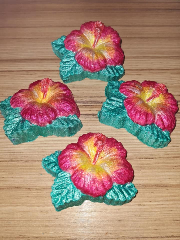 Hibiscus With Leaves Plastic Mold or Silicone mold, bath bomb mold, soap mold, flower mold, resin mold, hibiscus mold, floral mold, tropical