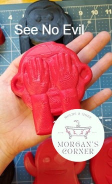 Monkey Emoji Plastic Mold or Silicone mold, bath bomb mold, soap mold, monkey mold, resin mold, hear no evil mold, speak no evil mold, see