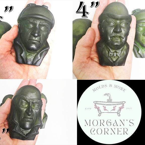 Classic Sherlock Holmes Head Plastic Mold or Silicone mold, bath bomb mold, soap mold, Moriarty, resin mold, Watson mold, chocolate mold