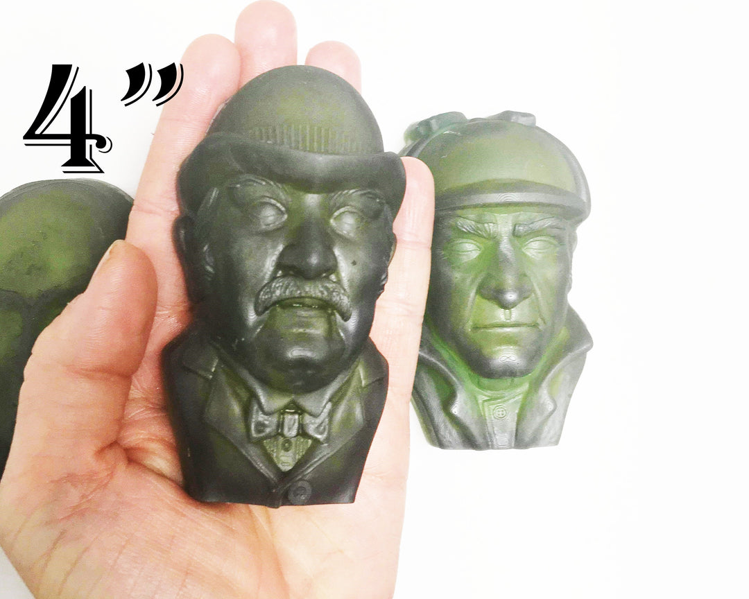 Classic Sherlock Holmes Head Plastic Mold or Silicone mold, bath bomb mold, soap mold, Moriarty, resin mold, Watson mold, chocolate mold
