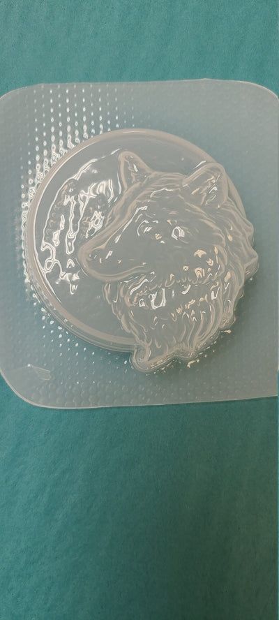 Wolf on the Moon Plastic Mold, dog mold, bath bomb mold, soap mold, wolf mold, resin mold, moon mold, cayote mold mold, alaska mold, nature