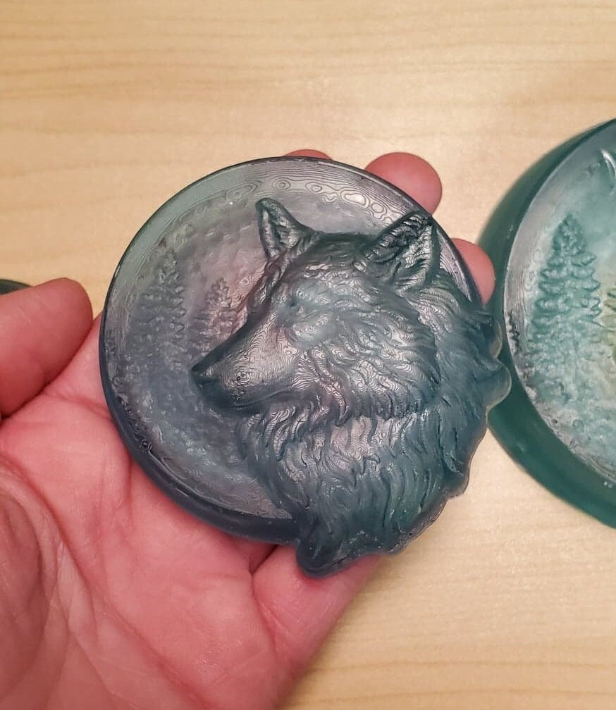 Wolf on the Moon Plastic Mold, dog mold, bath bomb mold, soap mold, wolf mold, resin mold, moon mold, cayote mold mold, alaska mold, nature