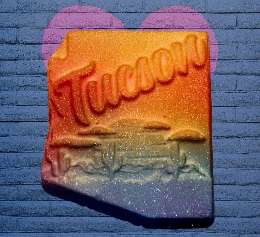 Detailed Tucson Arizona State Plastic Mold, bath bomb mold, soap mold, state mold, resin mold, usa, Tucson Mold, Desert sunset scene