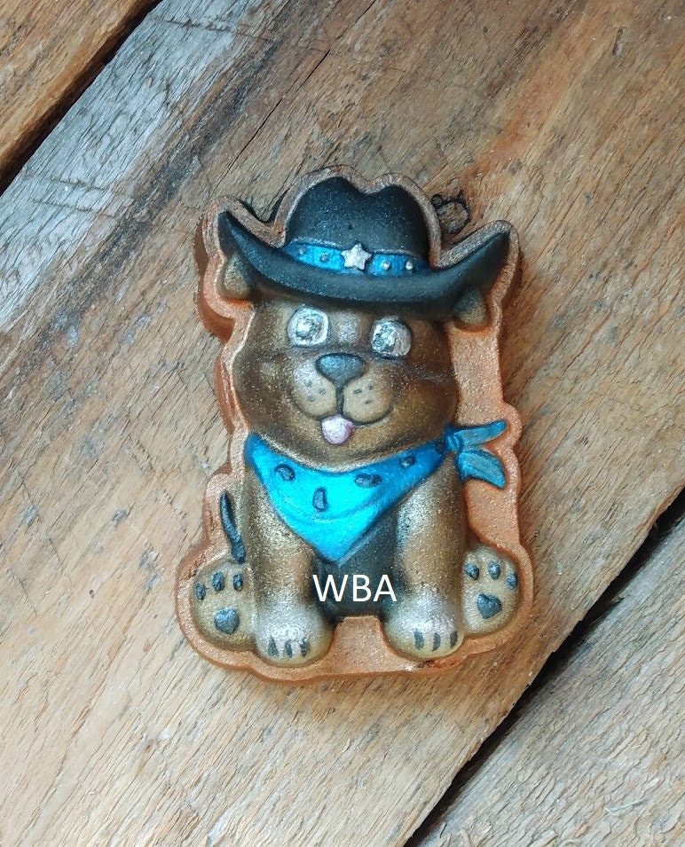 Cartoon Western Pup Plastic Mold or Silicone mold, bath bomb mold, soap mold, Dog mold, resin mold, pup mold, chocolate mold, puppy mold