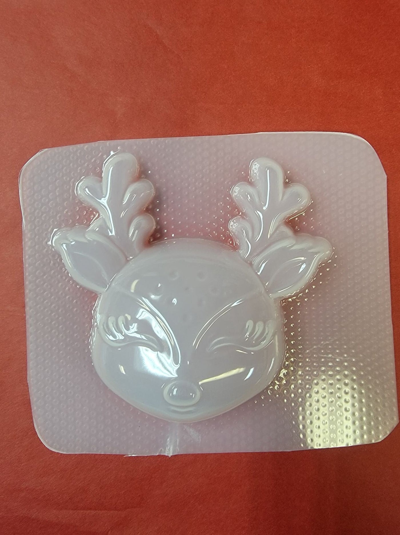 Sleepy Reindeer Plastic Mold or Silicone mold, bath bomb mold, soap mold, deer mold, resin mold, reigndeer mold, kawaii mold, caribou mold