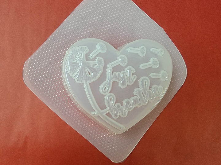 Just Breathe Dandelion Heart Plastic Mold or Silicone mold, bath bomb mold, soap mold, affirmation mold, resin mold, sweet mold, dandelion