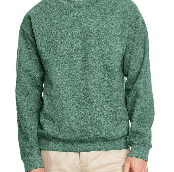 Plain heather green crewneck sweatshirt shown as a colour option.