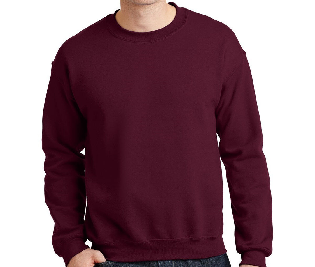 Plain dark maroon crewneck sweatshirt shown as a colour option.