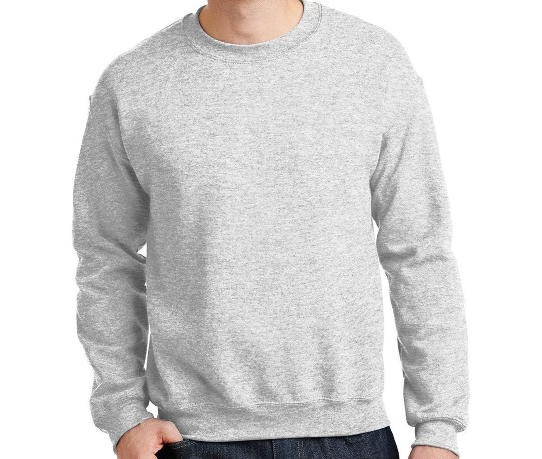 Plain light grey crewneck sweatshirt shown as a colour option.