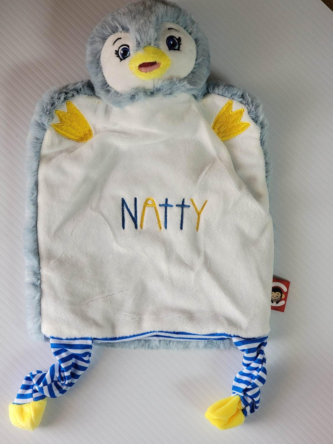 Custom Embroidered Hand Puppet, Personalized Monkey or Penguin Plush Toy