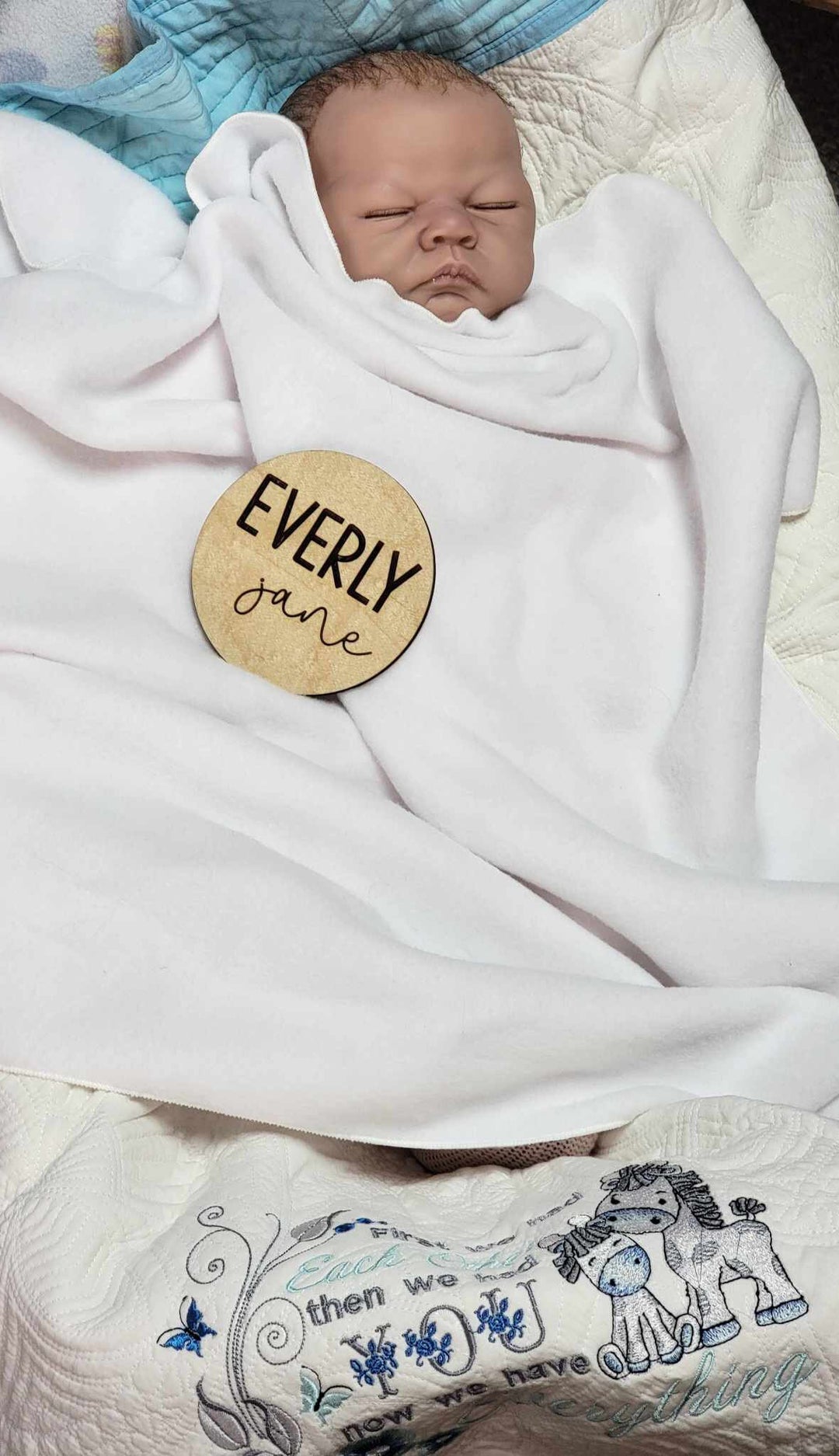 Personalized Baby Name Wood Sign, Engraved Birth Announcement, 4.5" Round