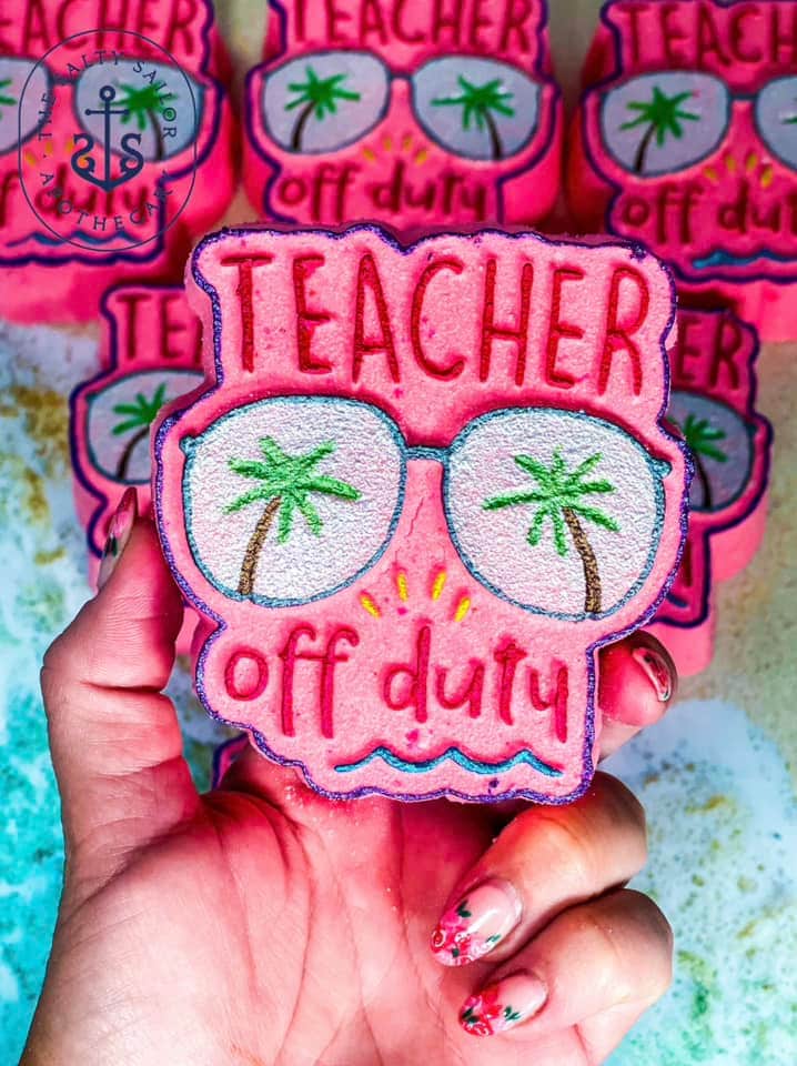 Teacher Off Duty Plastic Mold or Silicone mold, bath bomb mold, soap mold, resin mold, chocolate mold, sunglasses mold, teacher mold, palm