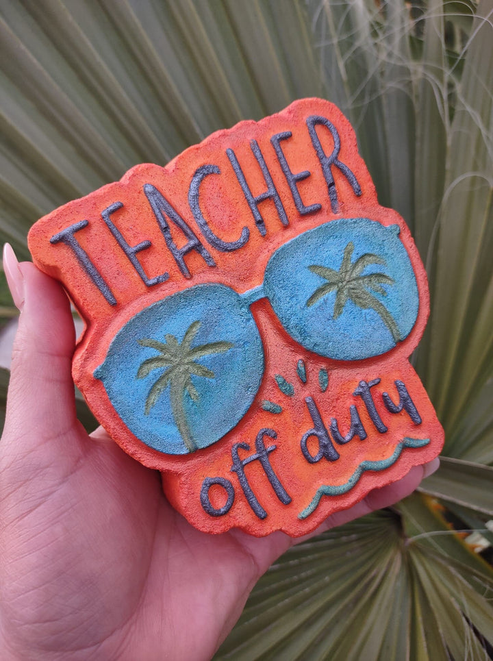 Teacher Off Duty Plastic Mold or Silicone mold, bath bomb mold, soap mold, resin mold, chocolate mold, sunglasses mold, teacher mold, palm