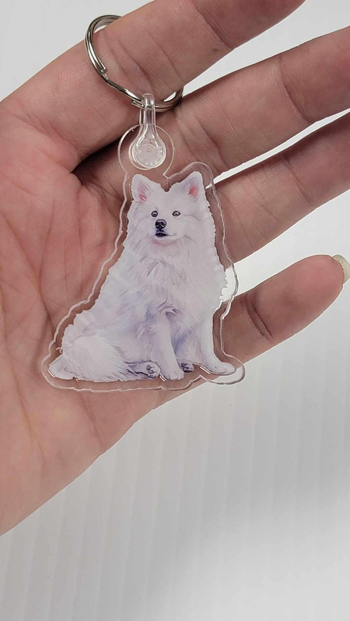 American Eskimo Dog 2" Double-Sided Acrylic Keychain - Cute Dog Lover Gift - Durable and Lightweight