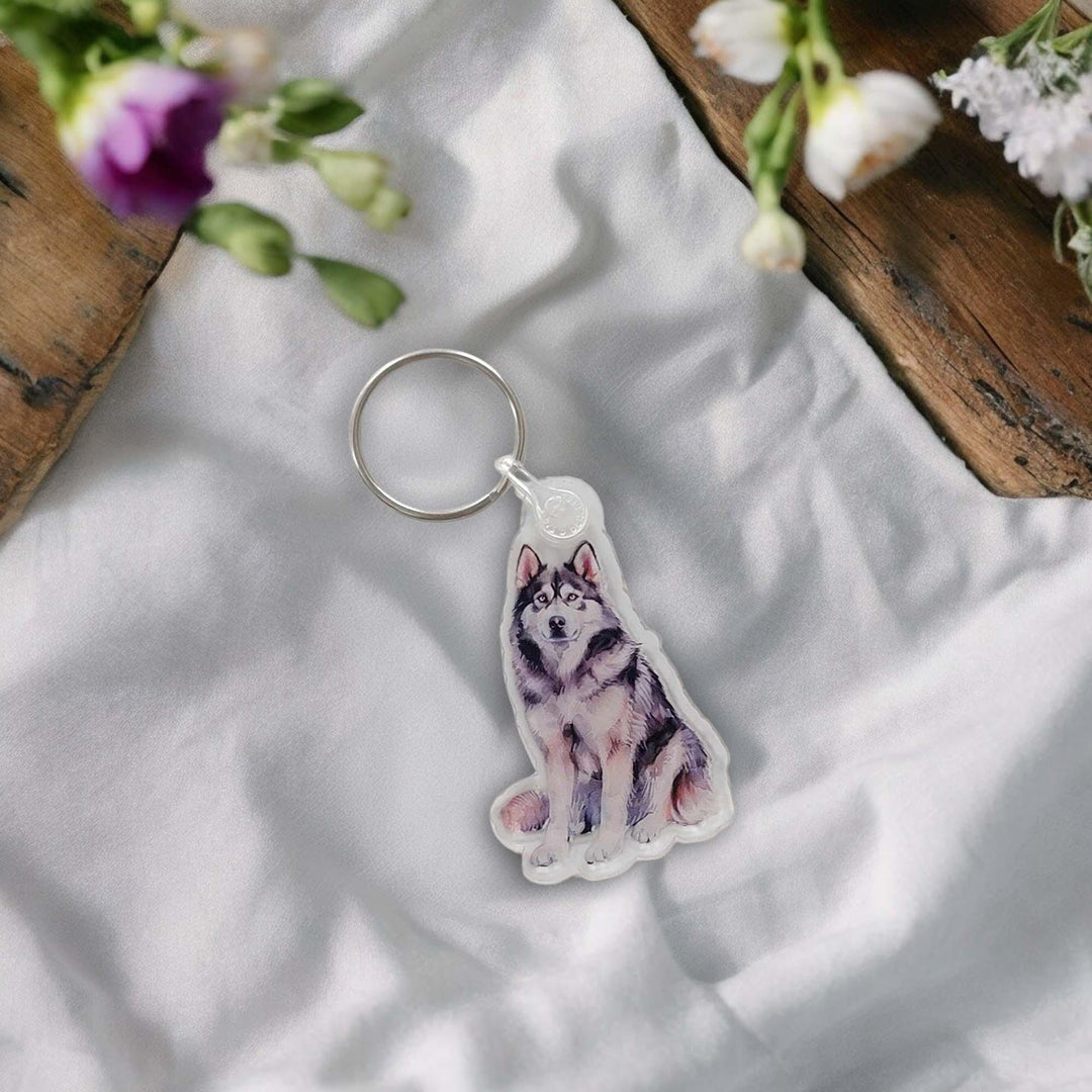 Alaskan Malamute 2" Double-Sided Acrylic Keychain - Cute Dog Lover Gift - Durable and Lightweight