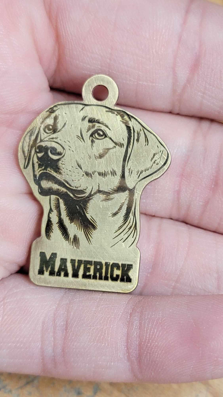 Personalized Brass Dog Breed Keychain, Custom Engraved Pet Name, 20g Brass, 1.25" Size, Unique Gift for Dog Lovers, Handmade in USA
