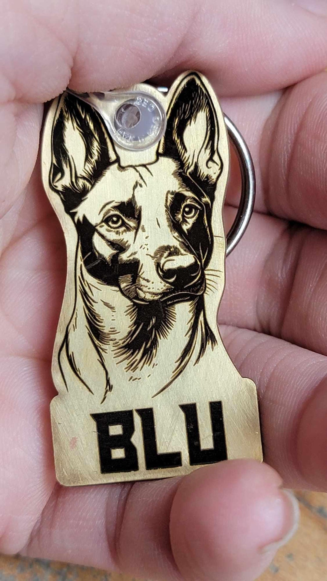 Personalized Brass Dog Breed Keychain, Custom Engraved Pet Name, 20g Brass, 1.25" Size, Unique Gift for Dog Lovers, Handmade in USA