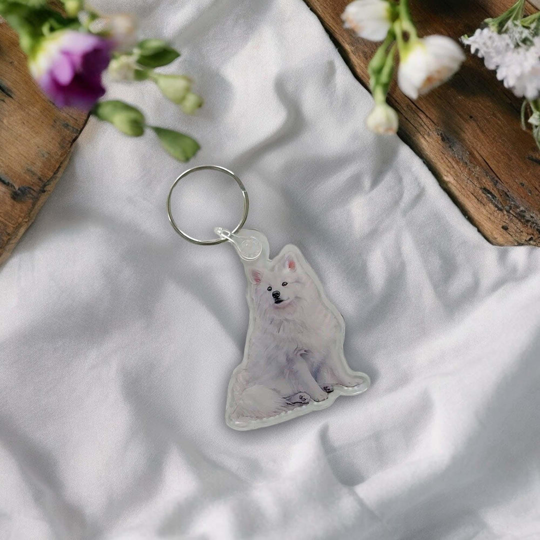 American Eskimo Dog 2" Double-Sided Acrylic Keychain - Cute Dog Lover Gift - Durable and Lightweight