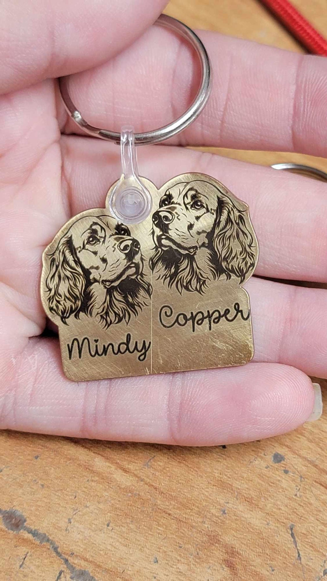 Personalized Brass Dog Breed Keychain, Custom Engraved Pet Name, 20g Brass, 1.25" Size, Unique Gift for Dog Lovers, Handmade in USA