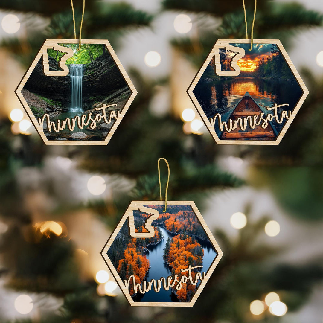 Minnesota state wood ornament