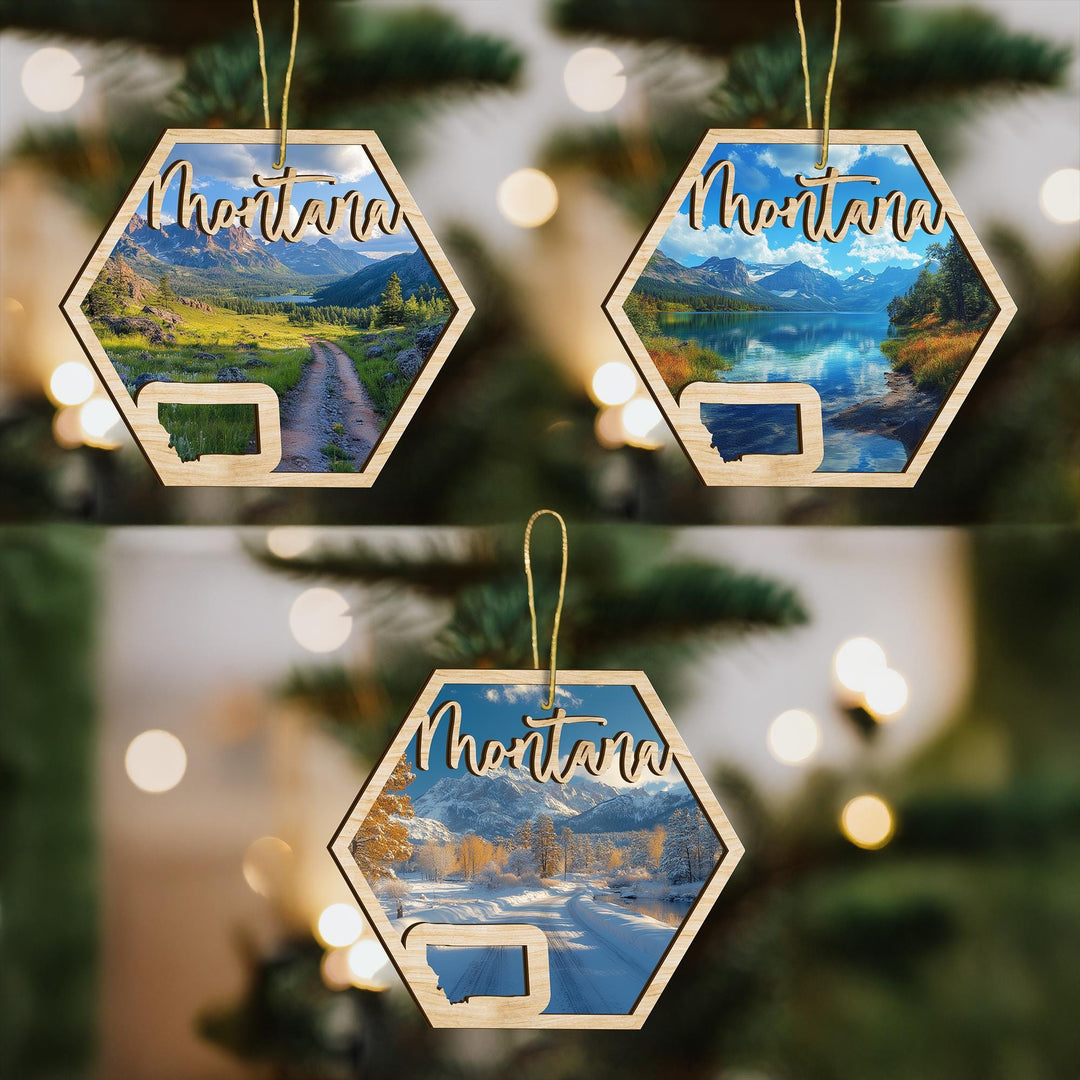 Montana state wood ornament