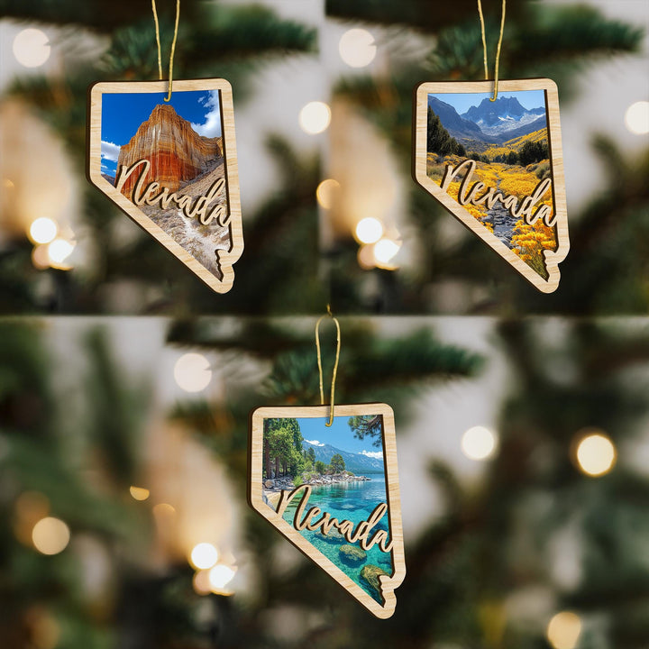 Nevada state wood ornament custom photo option