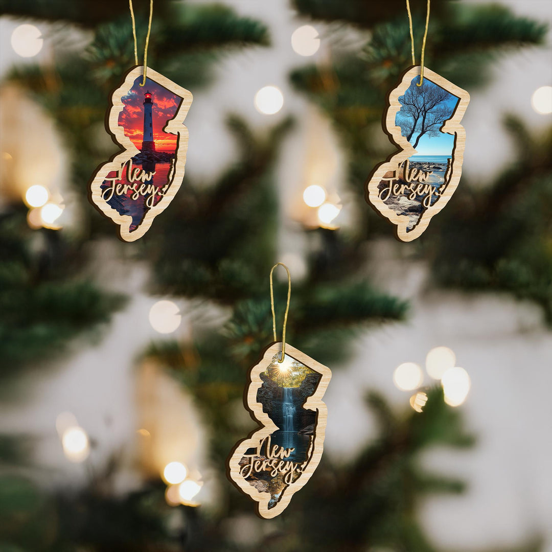New Jersey state wood ornament custom photo option