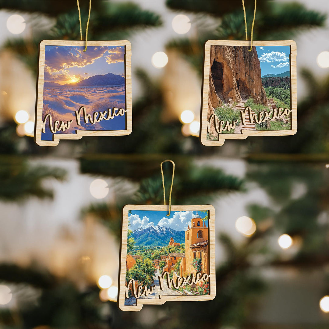 New Mexico state wood ornament custom photo option