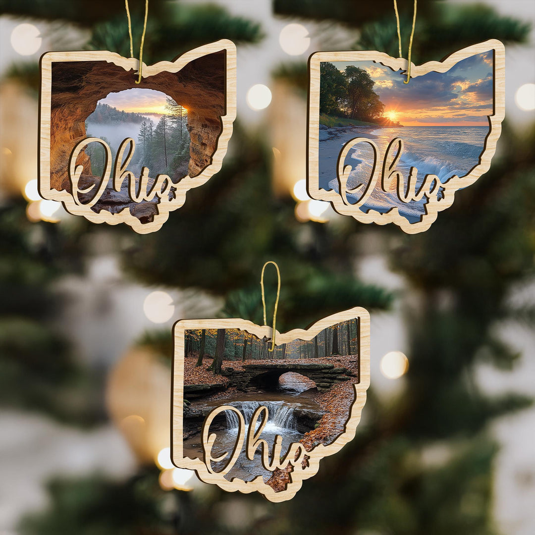 Ohio state wood ornament custom photo option