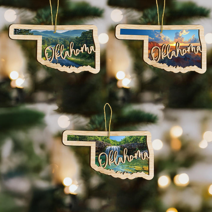 Oklahoma state wood ornament custom photo option