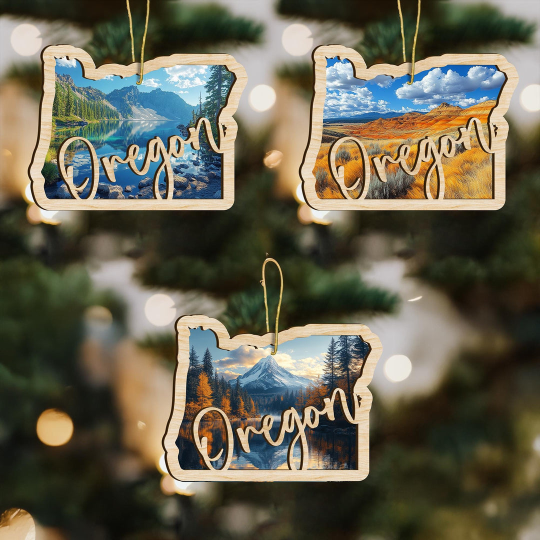 Oregon state wood ornament custom photo option