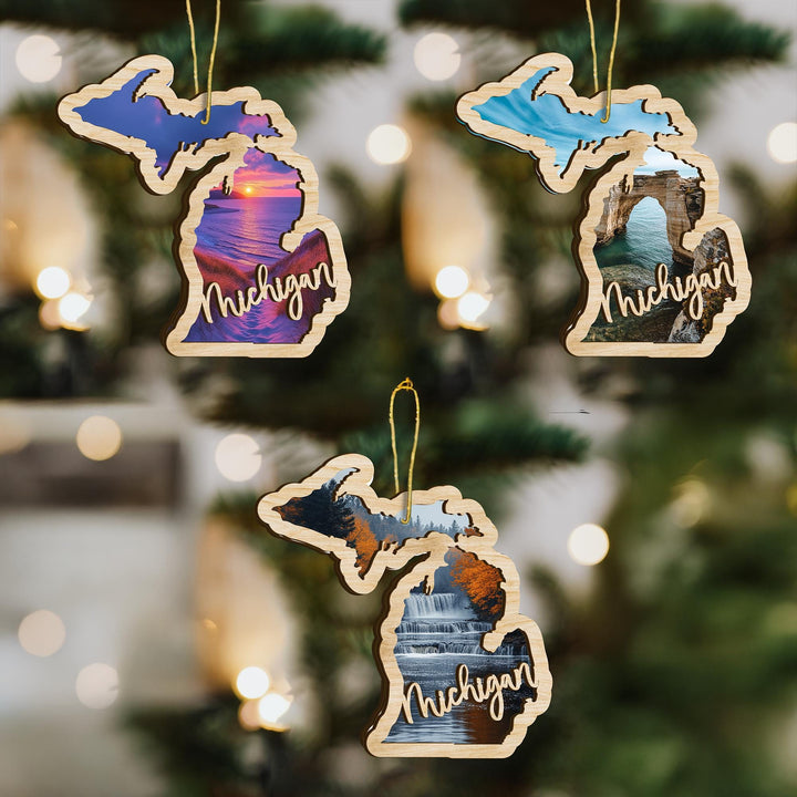 Michigan state wood ornament